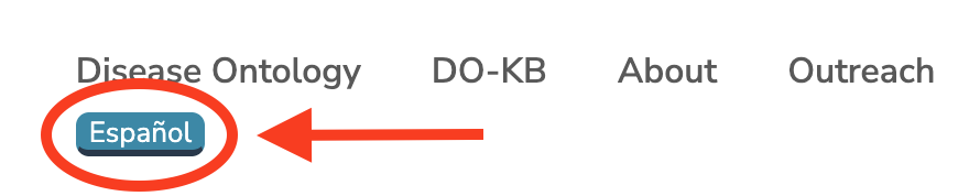 Menu with language selector emphasized